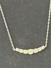 ?? Tiffany & Co. East West Necklace – Graduated 7 Diamonds – 0.42ctw – PT950 Pla